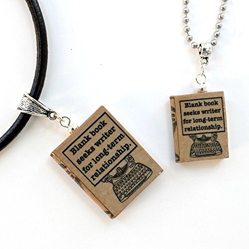 Waiting FOR A WRITER Polymer Clay Mini Book Pendant Necklace by Book Beads Choose Your Necklace Type