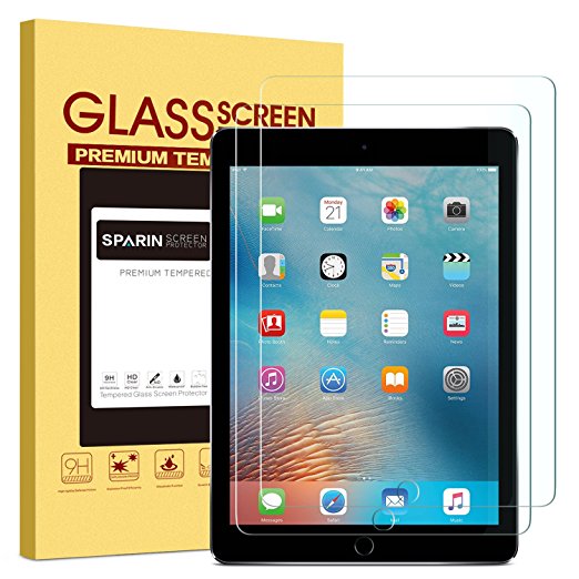 [2 Pack] New iPad 9.7 Inch (2017) / iPad Pro 9.7 / iPad Air 2 / iPad Air Screen Protector, SPARIN Tempered Glass Screen Protector - Compatible with Apple Pencil