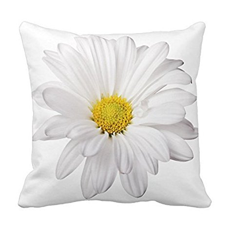 White Daisy Flower with Bright Yellow Heart Pillows Decorative Throw Pillowcase Cushion Cover Square Cushion Cover for Home or Sofa 18 x 18 Inch One Side