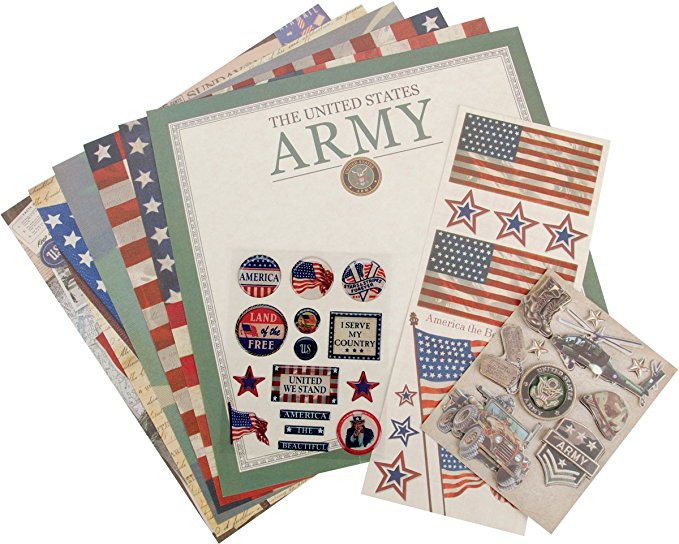 K&Company Military 12-Inch-by-12-Inch Scrapbook Kit Layouts, Army