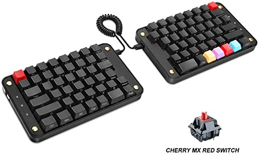 Koolertron Programmable Split Mechanical Keyboard with Cherry MX Red Switch, All 89 Keys Programmable Ergonomic Keypad, 8 Macro Keys - [SMKD62] (Cherry MX Red Switch (Office)