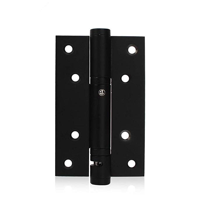 Ranbo stainless steel heavy duty spring loaded door butt hinge ,automatic closing/soft closer/adjustable tension/support buffer gate 5 X 3 inch brushed chrome( Pack of 2) thickness 2.9 mm (black)