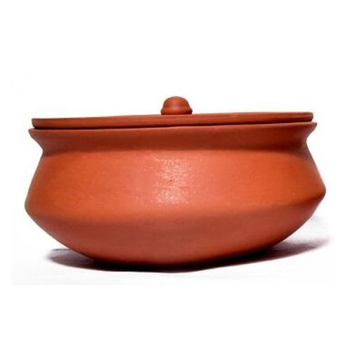 Organic Clay Crafts Clay Dahi Handi/Curd Pot with lid Medium Size (1 LTR)