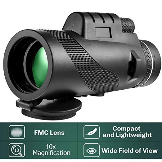 Monocular Telescope, 10x42 High Power Compact and Lightweight Scope with FMC Coating, Perfect for Adults, Kids, for Bird Watching, Hunting, Hiking, Wildlife, Concerts, Traveling