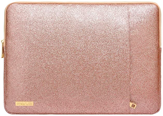 MOSISO Laptop Sleeve Compatible with MacBook Air 13 A2337 M1 A2179 A1932/MacBook Pro 13 A2338 M1 A2289 A2251 A2159 A1989 A1706 A1708, PU Leather Vertical Style Padded Bag Waterproof Case, Rose Gold