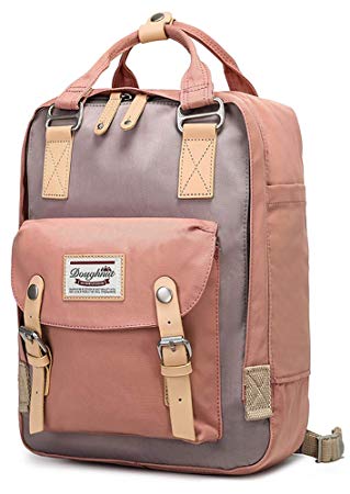 goldwheat Backpack Water-resistant School Bag for Women Girls Vintage Bookbag Laptop Daypack,Pink