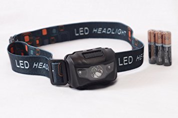 XELA High Quality Headlamp Super Bright Lightweight Water Dust & Shock Proof CREE LED Head Strap Flashlight for Camping Hunting Fishing Hiking Cycling Jogging Dog Walking w/3 AAA Duracell Batteries.