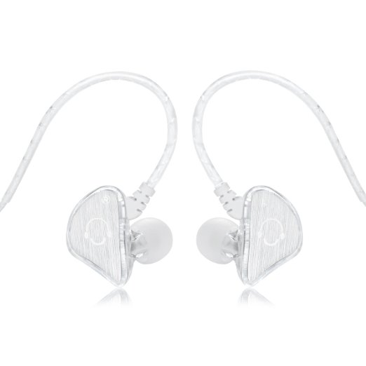 VBASS In-Ear Headphones Noise Isolating Earbuds with Microphone Sweatproof Secure Fit Designed to Stay in your Ears (White)