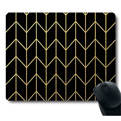 Gold Chevron Black Background Modern Mouse Pad