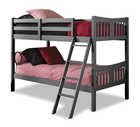 Storkcraft Caribou Solid Hardwood Twin Bunk Bed, Gray