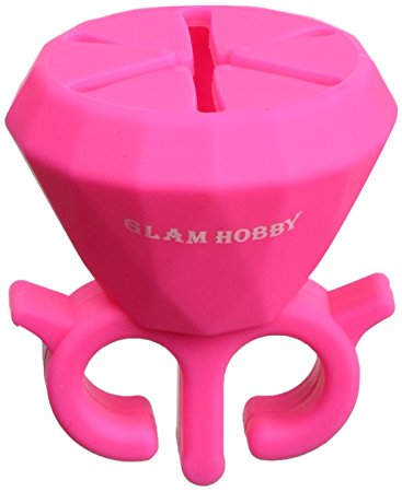 Glam Hobby Silicone Wearable Nail Polish Holders Nail Polish Stand Ring No Smudge Spill Drill Polish Anywhere For Women Girls (Pink)