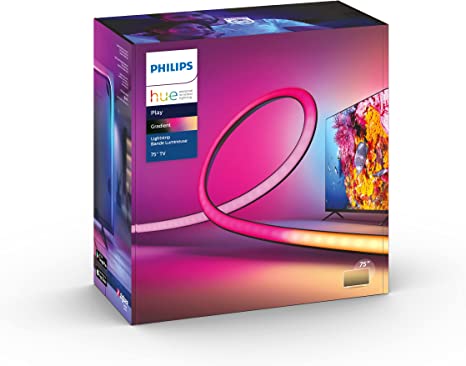 "Philips Hue Gradient LightStrip 75"" (Sync with TV, Music and Gaming), Compatible with Alexa & Google Assistant", Black