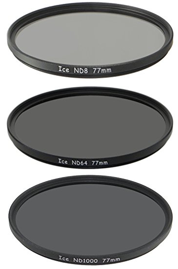 ICE 77mm Slim ND Filter Set ND1000 ND64 ND8 Neutral Density 77 10, 6, 3 Stop Optical Glass