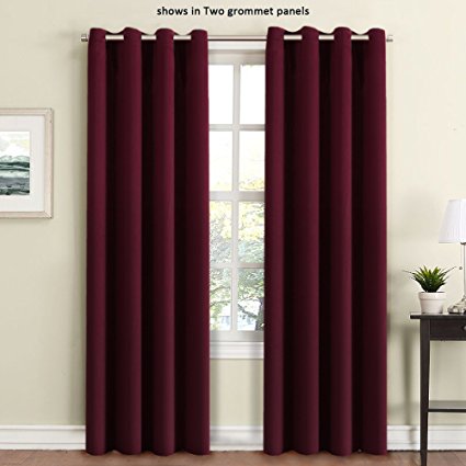 FlamingoP Blackout Curtains, 52 inch wide by 84 Inch long, 8 Grommets Top, Burgundy
