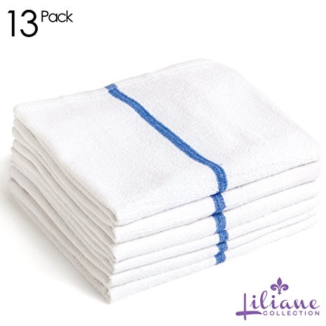 Liliane Collection Bar Mops Kitchen Towels (13 Units) - 15" x 18" Commercial Grade 100% Cotton Kitchen Towels (High Density 28 oz/dozen) - Terry Bar Mop Dish Towel - Thick and Absorbent