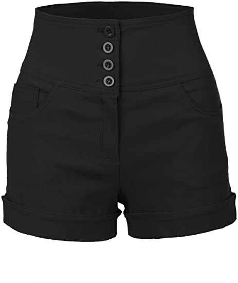 RK RUBY KARAT Womens High Waisted Front Button Retro Vintage Pin Up Sailor Shorts with Pockets