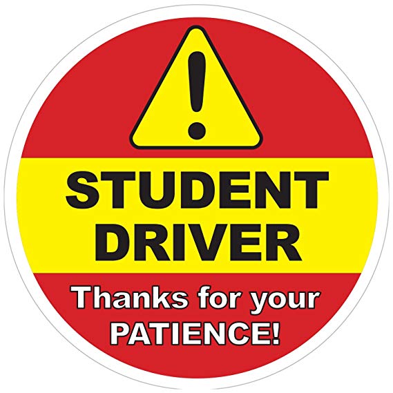 Student Driver Sign - Inside Car Window Static Cling Decal - 5 x 5 in. - Easy to Remove and Reposition & Won't Fall Off