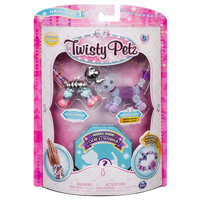 Twisty Petz - 3-Pack - Razzle Elephant, Cakepup Puppy Surprise Collectible Bracelet Set Kids