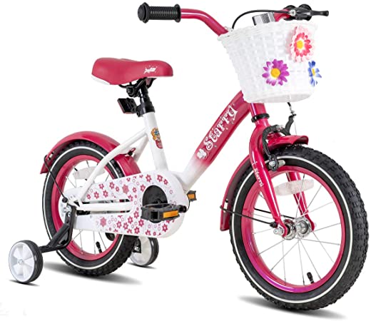 JOYSTAR Starry Kids Bike with Hand Brake and Basket for 3-9 Years Girls, 14 16 18 Inch Youth Bike with Training Wheels and Fenders, Children Bicycle