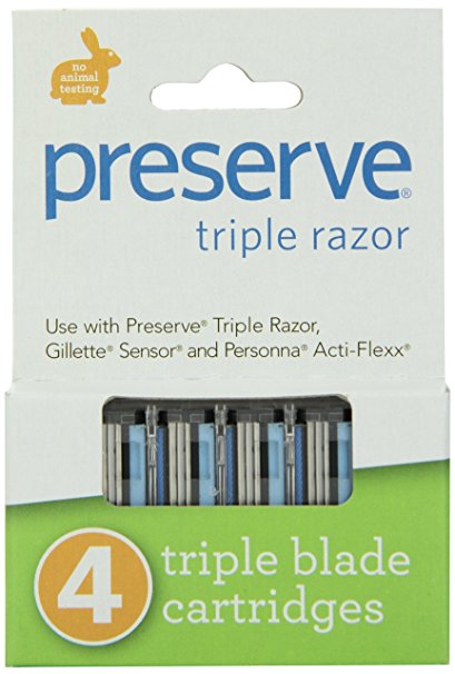 Preserve Triple Razor Blades, 24 cartridges (4 razors in each box, 6 boxes total)