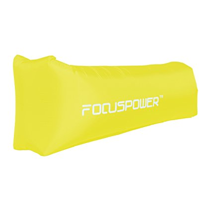 FOCUSPOWER Outdoor Infaltable Lounger Air Sleeping Bag Hiking Camping Beach Sofa Bed Banana Beanbag Rectangle Design Nylon Fabric Only 1.7lb Holds up to 440lb 82 inches