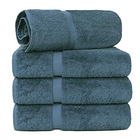 TURKUOISE TURKISH TOWEL 100 Turkish Cotton Luxury and Super Soft Towels (Bath Towel 4PK, True Blue)
