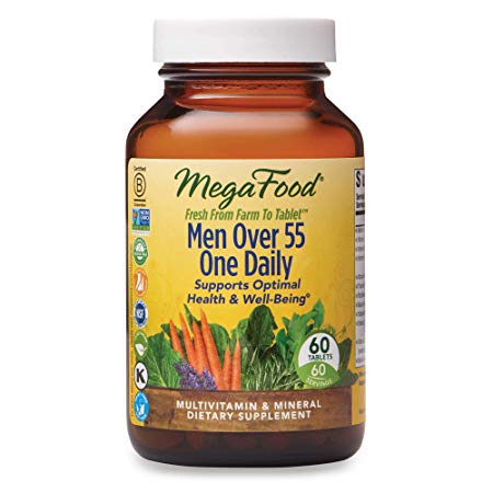 MegaFood, Men Over 55 One Daily, Supports Optimal Health and Wellbeing, Multivitamin and Mineral Supplement, Vegetarian, 60 tablets (60 servings)