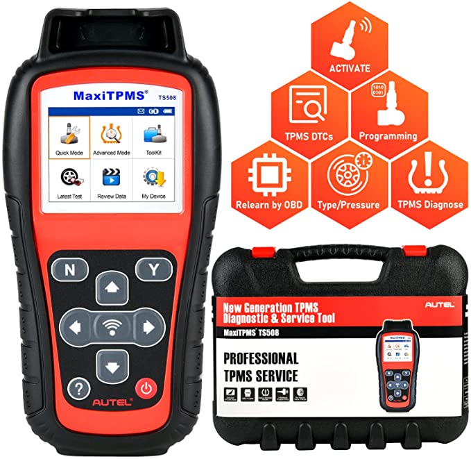 Autel MaxiTPMS TS508 TPMS Relearn Tool 2021 Newest Free Update, 4 Modes to Program MX-Sersors (315/433MHz), Upgraded Version of TS501/TS408 Quick/Advanced Mode, Activate/Relearn All Brand Sensors