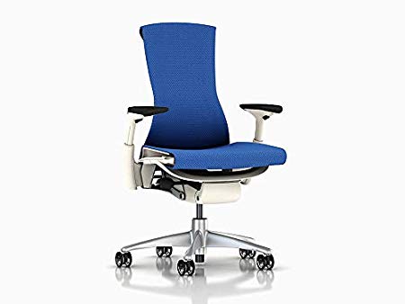 Herman Miller Embody Chair: Fully Adj Arms - White Frame/Titanium Base - Translucent Casters