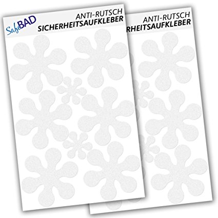 Anti-Slip Decals - 12 flowers at 10 cm, 4 flowers at 5 cm ? for bath & shower safety