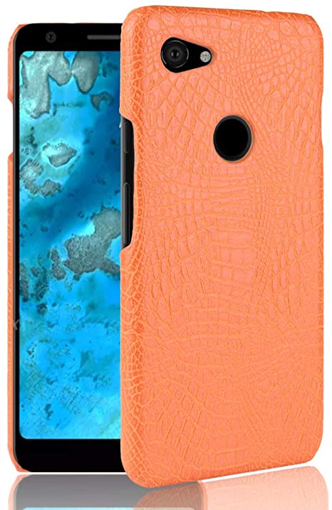 Google Pixel 3a XL Case, Taiaiping [Ultra-Thin] Advanced PU Leather Grain Ultra-Thin Protection Phone Case Back Cover, Ultra-Thin Leather Case for Google Pixel 3a XL (Orange)