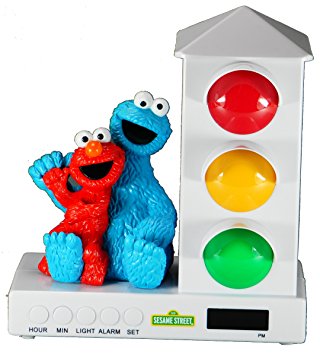 It's About Time Stoplight Sleep Enhancing Alarm Clock for Kids, Elmo & Cookie Monster