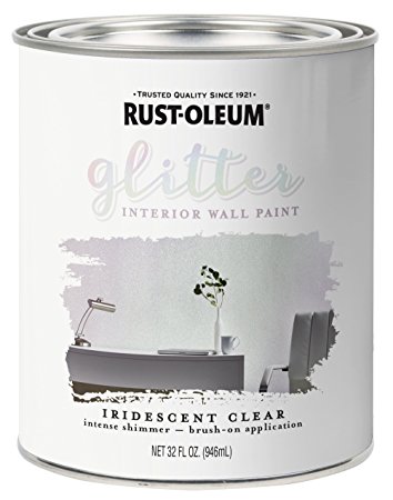 Rust-Oleum 323860 Glitter Interior Wall Paint, Quart, Iridescent Clear