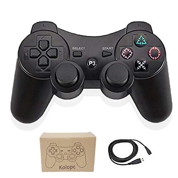Kolopc Wireless Bluetooth Controller For PS3 Double Shock - Bundled with USB charge cord (Black01)