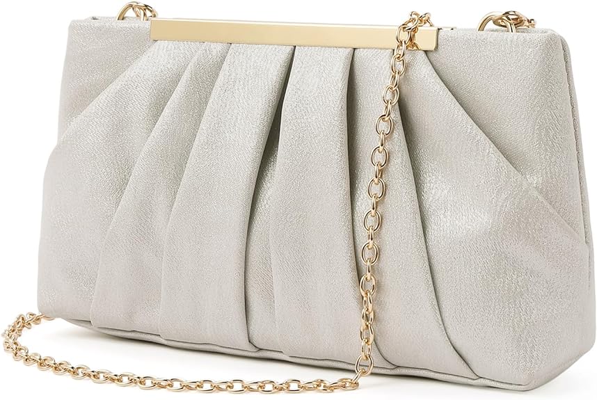 CLUCI Clutch Purse for Women,Elegant Pleated Evening Bag, Foldover PU Leather Crossbody Shoulder Handbag