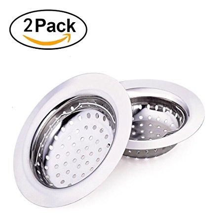 Kitchen Sink Strainers with Handle ，Stainless Steel Large Wide Rim 4.5" Diameter, Fit for Almost All US Kitchen Sinks(Pack of 2)