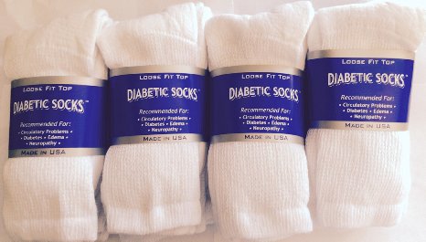 White Diabetic Socks Crew Style MEN Size 10-13 1 dozen Pairs