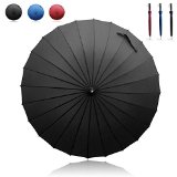 Becko Manual Open and Close Umbrella Long Umbrella with 24 Ribs Durable and Strong Enough for the Wind and Rain Easy to Carry on Your Back By Its Own Bag