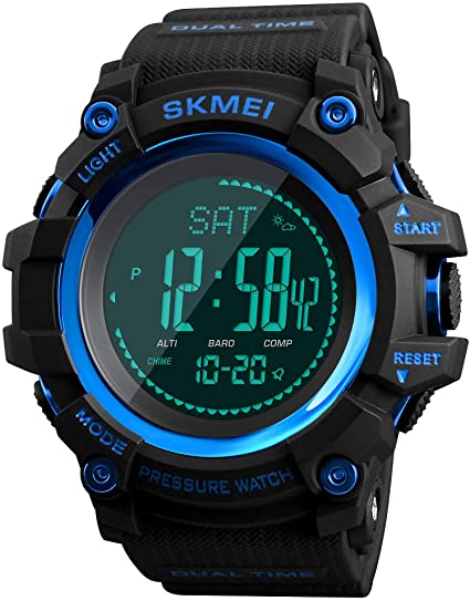 LB LIEBIG Compass Watch Army, Digital Outdoor Sports Watch for Men, Pedometer Altimeter Calories Barometer Temperature Waterproof