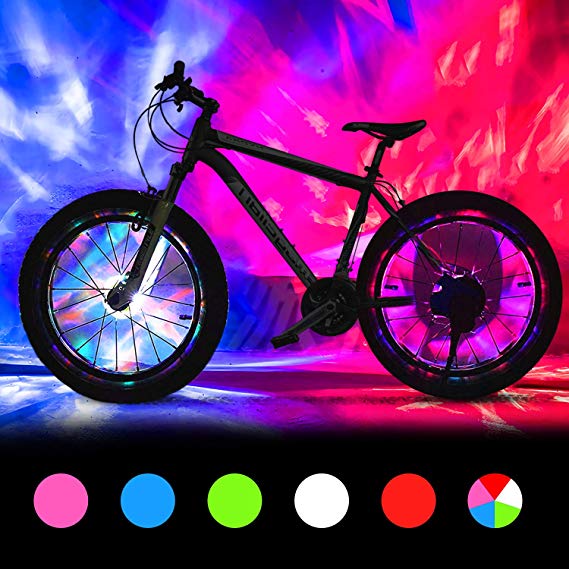 BRIONAC Rechargeable Bike Wheel Hub Lights, Waterproof LED Bike Tire Lights, Cycling Wheel Safety Light Spoke Decoration, Ultra Bright, USB Charge, 1 Tire Pack