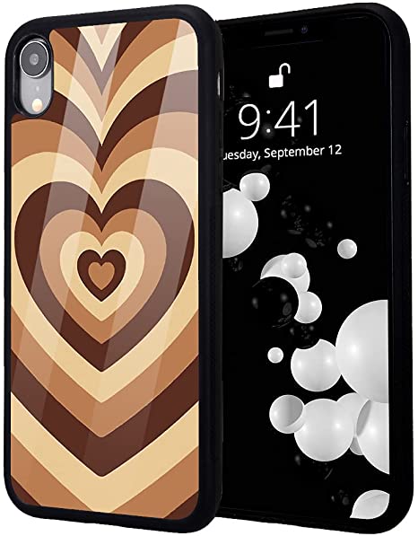 idocolors Love Heart Printed Case for iPhone 7/8，Shockproof Protective Case with Soft TPU Bumper Hard Back Scratch Resistant Girly Abstract Painting Art Cover Case for iPhone SE 2020