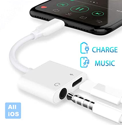 Headphones Adapter for Phone 3.5mm Audio Cable Dongle Jack Splitter Aux Cord for Phone Headphone   Charge/Car Charger Compatible with Phone 7/7P/8/8P/X/Xs Max/XR/11/SE Support All iOS