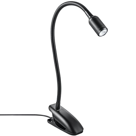 AVANTEK LED Clip on Light, Full Touch Control, Stepless Dimming, 360° Adjustment, Portable Desk Light with Eye Protection for Reading Working Bedroom Office, Black