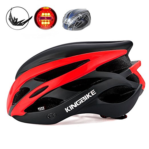 KINGBIKE Adult Bike Helmet, with Helmet Rain Cover / Safety Rear Led Light / Lightweight
