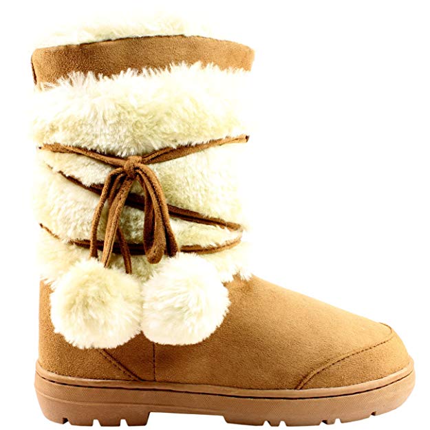 Holly Womens Pom Pom Waterproof Winter Snow Boots