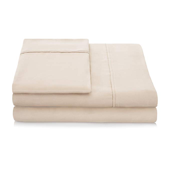 Linenspa 1500 Series 100% TENCEL Super Soft, Ultra Light Sheet Set - Split Queen, Khaki