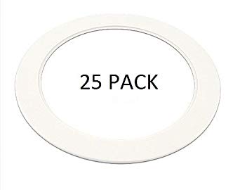 25 Pack-White Light Trim Ring Recessed Can 6" Inch Over Size Oversized Lighting Fixture