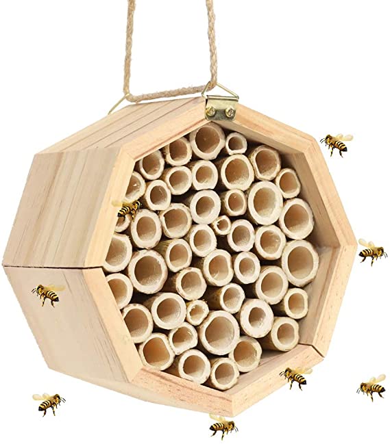 winemana Handmade Natural Bamboo Bee Hive, Mason Bee House Tubes for Attracts Peaceful Bee Pollinators to Enhance Your Garden's Productivity