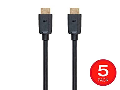 Monoprice Ultra 8K High Speed HDMI Cable - 3 Feet - Black (5-Pack) 48Gbps, 8K, Dynamic HDR, eARC, UHDTV, AMD FreeSync - DynamicView (139482)