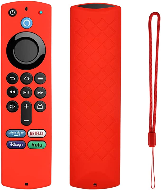 Shockproof Protective Cover/Case Compatible with New Alexa Voice Remote for Fire TV Stick 3rd Gen (2021) / Fire TV Stick 4K (2021) Silicone Remote Case -Red